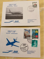 SAS Madrid Copenhagen Kobenhavn A/R 1980 - First Flight Airbus - Erstflug 1er Vol - Cartas & Documentos