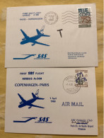 SAS Paris Kobenhavn Copenhague A/R 1980 - First Flight Airbus - Erstflug 1er Vol - Covers & Documents