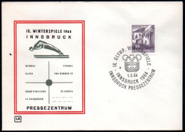 AUSTRIA INNSBRUCK 1964 - IX OLYMPIC WINTER GAMES - INNSBRUCK '64 - PRESS CENTRE - CANCEL # 8 - G - Hiver 1964: Innsbruck