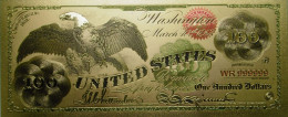 Billet Plaqué Or 24K  100 Dollars 1863 Colorisé UNC - Andere - Amerika