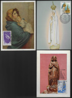 Brazil 1967/1987 3 Maximum Card Our Lady Of Fatima / With Jesus Baby By Painter Roberto Ferruzzi / Aparecida - Maximum Cards