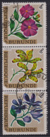 1966 Burundi  Blumen Bogenstück 3er Streifen - Gebruikt