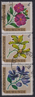 1966 Burundi  Blumen Bogenstück 3er Streifen - Used Stamps