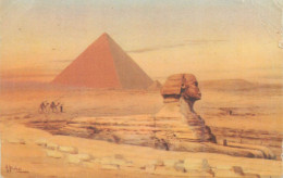 Postcard Egypt Sphinx And Great Pyramid Of Giza - Sphinx