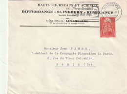 LUXEMBOURG Lettre 1957 LUXEMBOURG Bon Timbre Europa Hauts Fourneaux Et Aciéries DIFFERDANGE ST INGBERT - Storia Postale