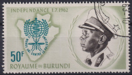 1962 Burundi  Mi:BI 41A, Sn:BI 41, Yt:BI 42, WHE-Marke/König Mwambutsa/Karte / Kampf Gegen Malaria - Used Stamps