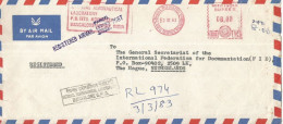 India > 1947-49 Republiek Aangetekende Luchtpostbrief Uit 1983 (10801) - Brieven En Documenten