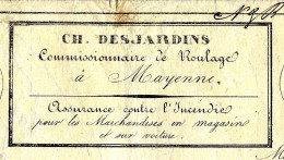 1841  LETTRE DE VOITURE ROULAGE TRANSPORT Ch. Desjardins à Mayenne Ballot De Percaline Pour Revert à Montlieu Charente - 1800 – 1899