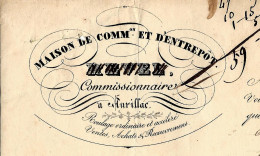 1839   ROULAGE TRANSPORT LETTRE DE VOITURE  Revel Carcuac Succ. À Aurillac => Murat Talandier Balzac Pièces De Fromage - 1800 – 1899