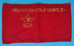 YUGOSLAVIA COMMUNIST PARTY Orig. Vintage Small Cloth Flag 1980s * Drapeau Flagge Bandiera Croatia Slovenia Bosnia Serbia - Flaggen