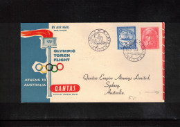 Greece 1956 Olympic Games Melbourne - Olympic Torch Flight Qantas Flight Athens To Melbourne - Ete 1956: Melbourne