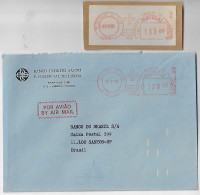 Portugal 1979 Espirito Santo Bank Cover Terreiro Do Paço To Brazil Meter Stamp Pitney Bowes-GB 5000 + Telefunken Mark - Briefe U. Dokumente