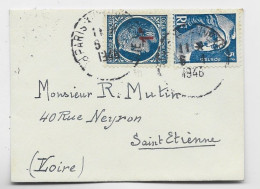 FRANCE MAZELIN N° 791 + GANDON 5FR BLEU MIGNONNETTE FERMEE PARIS 6.1.1948 POUR ST ETIENNE AU TARIF - 1945-47 Ceres Of Mazelin