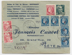 FRANCE MAZELIN N° 791X5+676+ GANDON 2FR+6FRX2 LETTRE REC PROVISOIRE VICDESSOS 30.4.1948 ARIEGE - 1945-47 Ceres Of Mazelin