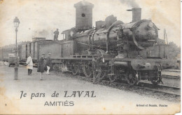 Delcampe - Je Pars De Laval, Gare (Mayenne) En Train - Amitiés - Locomotive 230-865 - Edition Artaud Et Nozais - Laval