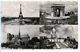 CPSM 9 X 14  PARIS  Et Ses Merveilles La Tour Eiffel  L'Arc De Triomphe De L'Etoile  La Cathédrale Notre Dame  La * - Tour Eiffel