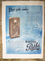 Publicité Pathé - Poste ( Radio ) De TSF Pathé, Format 38cm X 27,5cm Issue D'une Revue De L'année 1935 - Libri & Schemi