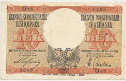 10 Lek - Regno D'Italia E Albania - Banca Nazionale D'Albania - Unclassified