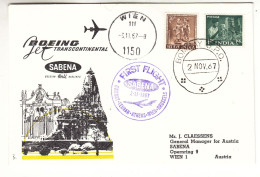 Inde - Lettre De 1967 - Oblit Bombay - 1 Er Vol Sabena Bombay Teheran Athens Wien Bruxelles - - Lettres & Documents