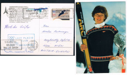 USA. Cartolina Con Annullo Lake Placid. Annemarie Moser-Proll - Sports D'hiver