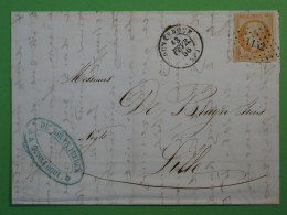 BS12  FRANCE  BELLE LETTRE  1856  DUNKERQUE A LILLE  +N° 16 LARGE MARGE + AFF. PLAISANT+ +++ - 1853-1860 Napoleon III