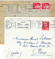 Lettres Thermalisme Flammes RBV Timbres à Date Différents 1940 Et 1950 - Kuurwezen