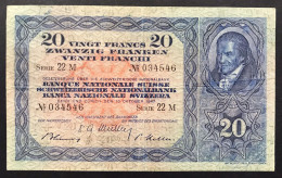 Svizzera Suisse  20 Francs Franken Franchi 1947 Bb+ Naturale LOTTO 4549 - Schweiz