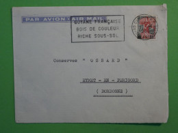 BS12  GUYANNE  BELLE LETTRE   1950 CAYENNE  A EYMET FRANCE +CHAR ROMAIN  + AFF. PLAISANT+ +++ - Lettres & Documents