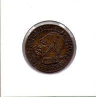 France. Napoléon III. Médaille Satirique. Module De 5 Centimes. Type  B Os Et Cigarette - 5 Centimes