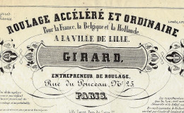 1845  ROULAGE TRANSPORT LETTRE DE VOITURE  Girad Paris « A La Ville De Lille »  Pour Chateau  D’Albert  	Près D’Amiens - 1800 – 1899