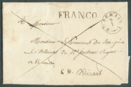 LAC De VENCIMONT Le 1 Janvier 1839, Via (type 18) BEAURAING 2-I + Griffe FRANCO Vers Dinant -  21043 - 1830-1849 (Belgique Indépendante)