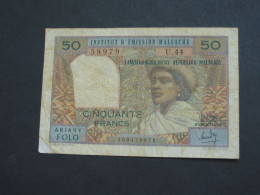 MADAGASCAR  - Cinquante 50 Francs - Institut D'émission Malgache  **** EN ACHAT IMMEDIAT **** - Madagascar