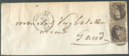 N°14A(2ex. - Planche II Pos.82 Et 140 ) Obl. P.78 Sur Enveloppe De MALINES Le 11 Janvier 1864 Vers Gand.  21051 - 1863-1864 Medallones (13/16)