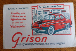Buvard - Automobile, Voiture La Renault Dauphine Immatriculée 1956 D - Grison, Produits D'Entretien - Auto's