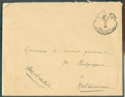 Enveloppe En SM Obl. Sc POSTES MILITAIRES BELGIQUE  Du 28-6-1916 Vers Le CONSUL GENERAL à MELBOURNE (AUSTRALIE) .  21057 - Armée Belge