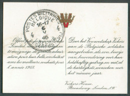 Format Carte De Visite Sur Carton Glacé Amitié Des Alliés (4 Drapeaux)  Obl. Sc POSTES MILITAIRES BELGIQUE  4 Du 6-V-191 - Army: Belgium