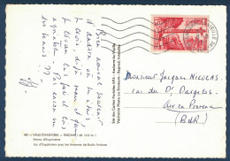 TIMBRE ANDORRE 15F SEUL SUR CARTE POSTALE Pour AIX EN PROVENCE FRANCE OMEC 1957 ANDORRE LA VIEILLE - Storia Postale