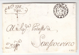 1813 Italy Letter, Cover. MUNICIPALITA DI FRONTALE. Sanseverino (L05008) - 1. ...-1850 Prefilatelia