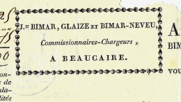 1820 Bimar Glaize & Bimar Neveu  à Beaucaire ROULAGE TRANSPORT LETTRE DE VOITURE Pour Pradier Agen  Ballet  Marchandises - 1800 – 1899