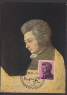 MC Mozart Maxkarte 1 M.  DDR Mi. 2572 Wolfgang Amadeus Mozart Komponist Marke Aus Block Vom Ersttag - Maximumkaarten