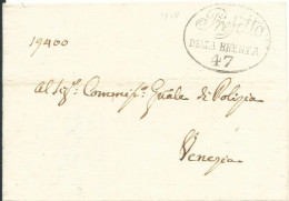 ITALIE LETTRE PREFET DE LA BRENTA 47 POUR COMISSION DE POLICE A VENISE DE 1810 LETTRE COVER - 1. ...-1850 Prefilatelia