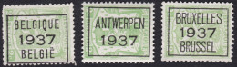 BELGIQUE, 1937, PRE319A-320A-321A, (COB 418A (*)- **) - Typos 1936-51 (Petit Sceau)