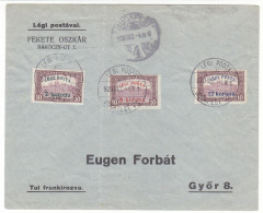 1920 Hungary Air Mail Multifranked Cover, Letter. LEGI POSTA. Budapest, Gyor. Overprint Stamps. (G13c259) - Storia Postale