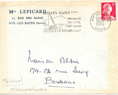 Lettres Thermalisme Flamme Illustrée =o Aix-les-Bains 21-3 1959 - Hydrotherapy