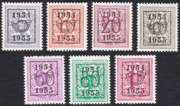 BELGIQUE, 1954-55, PRE645 Au 651 ** - Typos 1951-80 (Chiffre Sur Lion)