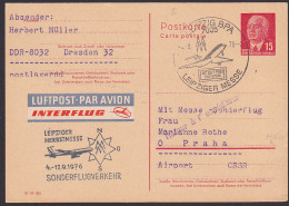 P64II 15 Pf. Wilhelm Pieck Messe-SoSt. LEIPZIG BPA Nach Prag Sonderflugverkehr Bestätigungs-St. - Postales - Usados