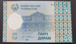 Billete De Banco De TAYIKISTÁN - 5 Rubles, 1999  Sin Cursar - Tadjikistan