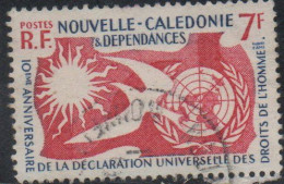 NOUVELLE CALEDONIE NEW NUOVA CALEDONIA 1958 HUMAN RIGHTS DECLARATION DROITS DE L'HOMME 7fr OBLITERE' USED USATO - Gebruikt