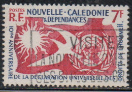 NOUVELLE CALEDONIE NEW NUOVA CALEDONIA 1958 HUMAN RIGHTS DECLARATION DROITS DE L'HOMME 7fr OBLITERE' USED USATO - Used Stamps