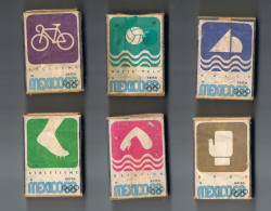 LOT 6 BOITES ALLUMETTES JEUX OLYMPIQUES MEXICO 1968 - CYCLISME - BOXE - ATHLETISME - NATATION - WATER POLO-VOILE A - Otros & Sin Clasificación